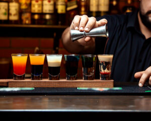 various selection of cocktail shots